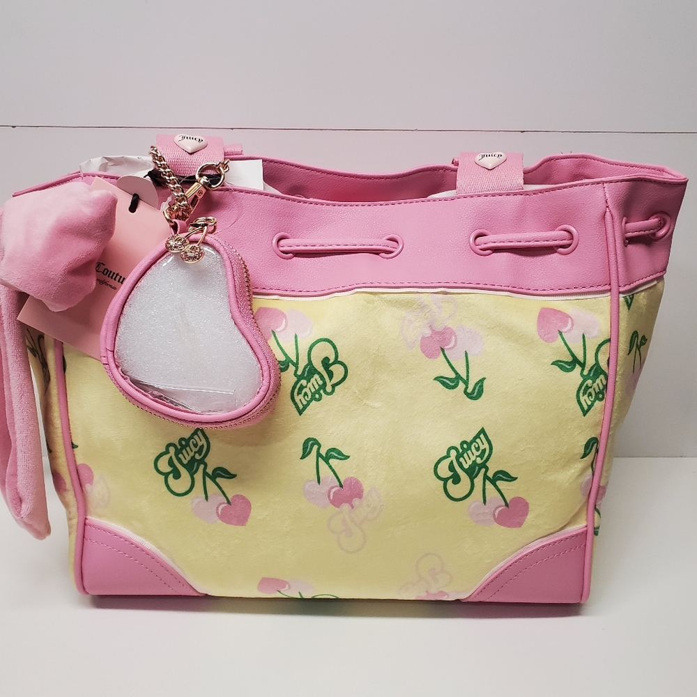 JUICY COUTURE Retro Juicy Cherry Gelato Daydreamer Tote Bag in Yellow